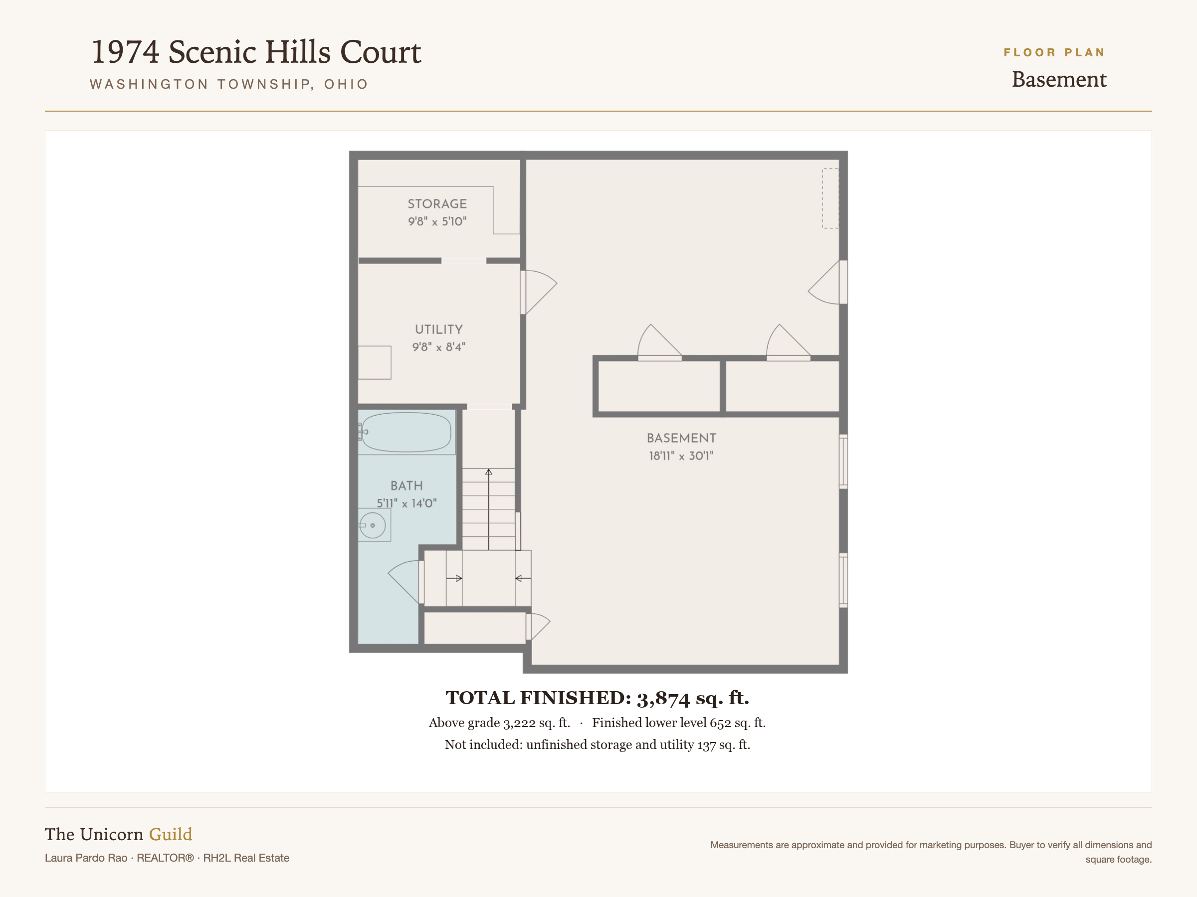 Lower level floor plan, 1974 Scenic Hills Court