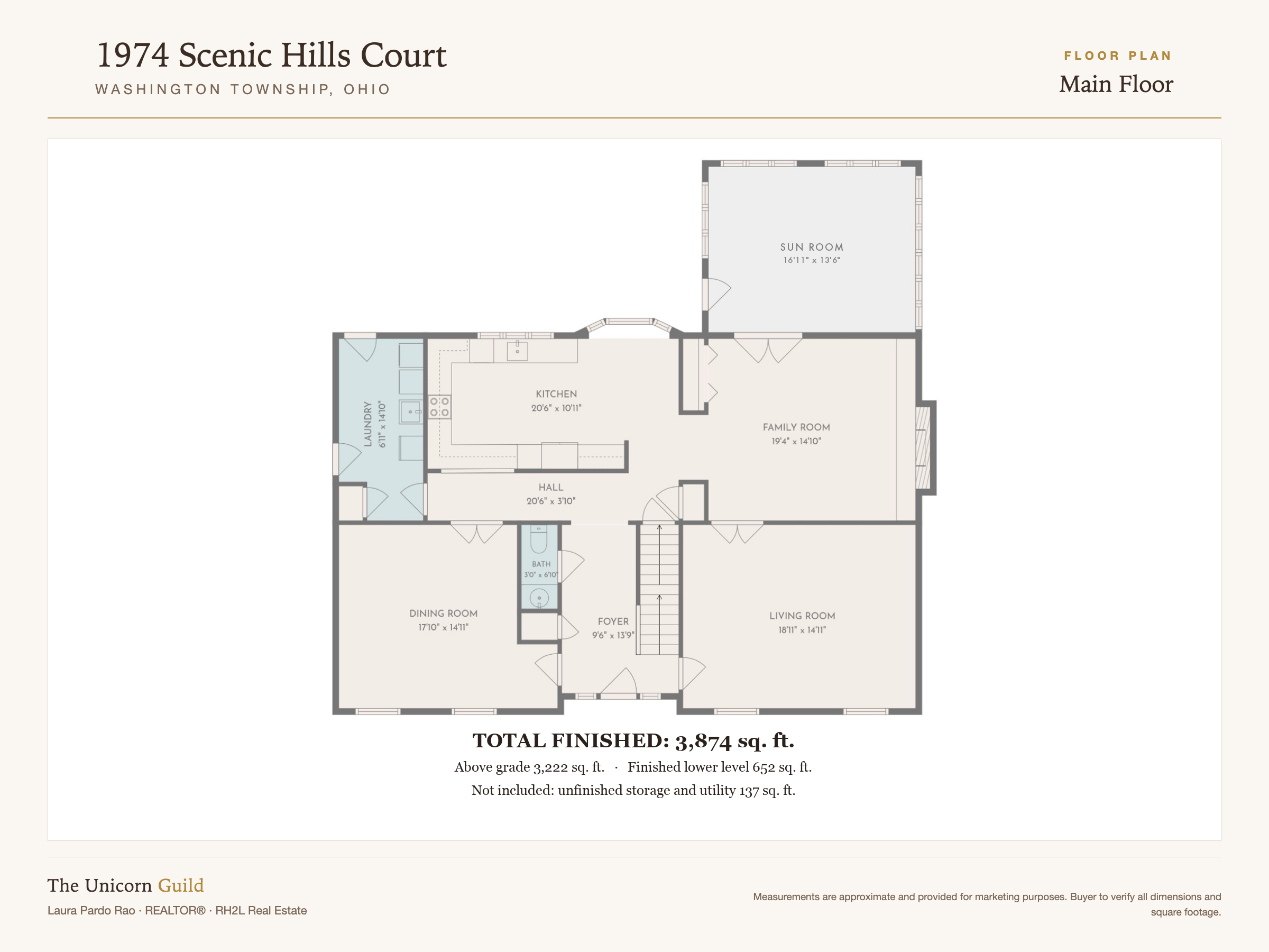 Main level floor plan, 1974 Scenic Hills Court